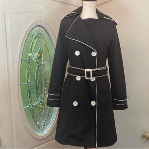 VERTIGO Women Size XS Polyester Double Breasted Belted Trench Coat Rain Jacket
